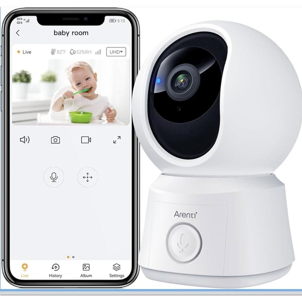 Arenti B2 360° WiFi Baby Camera 2MP Night Vision Motion Audio Open Box